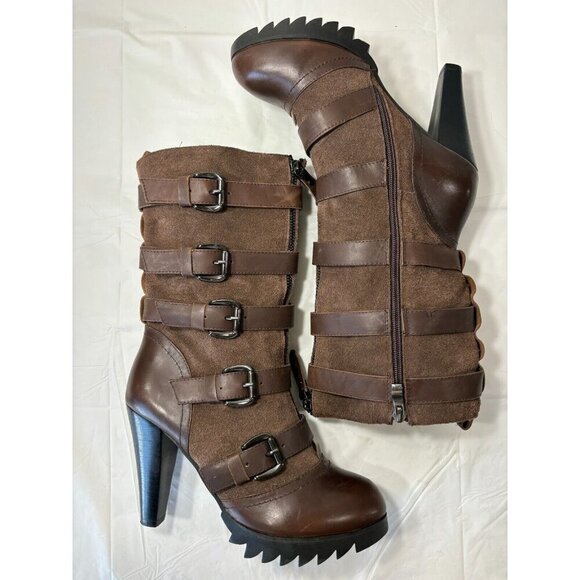 DIANA Dark Brown strappy leather boots - Picture 8 of 14